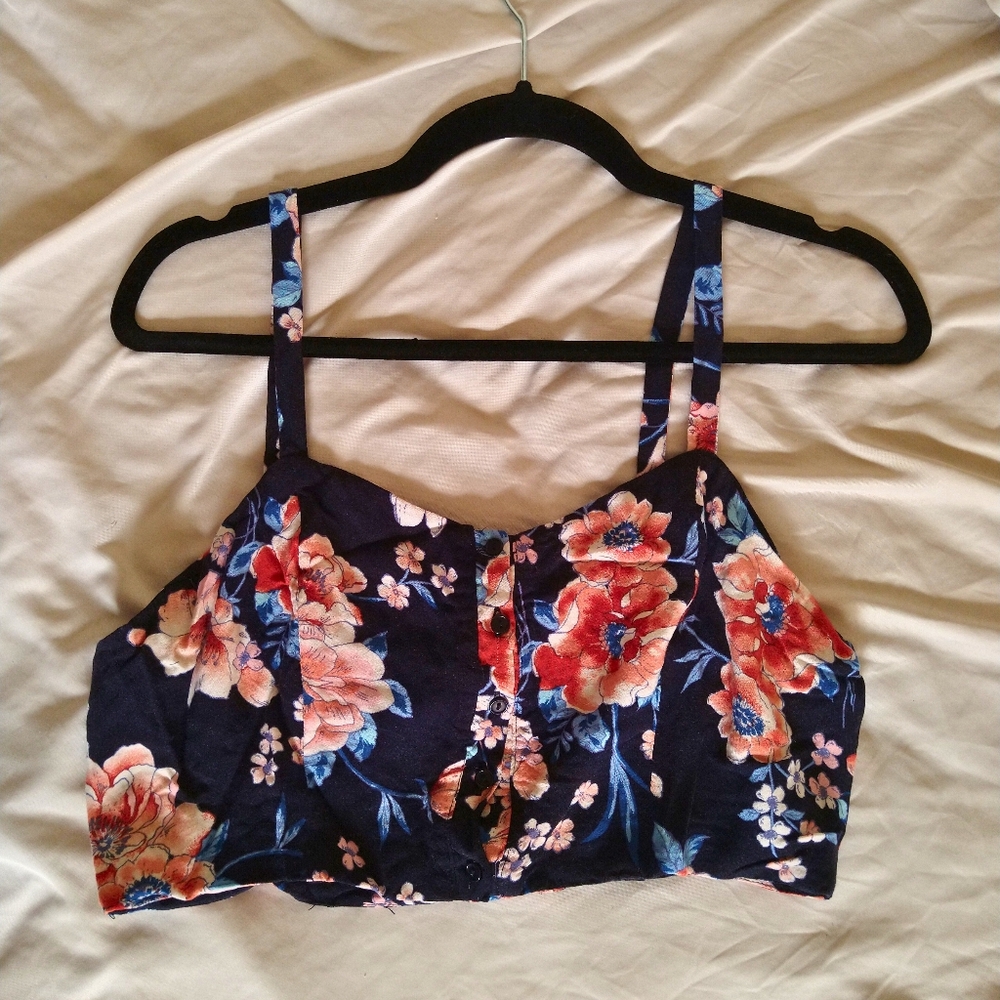 Two-Piece Floral Crop Top & Skirt | Good Luck Gem brand, size XL & L